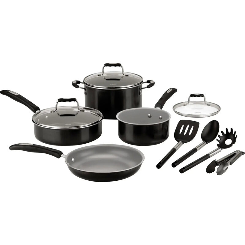 Cuisinart - Ceramic Nonstick 11 PC Cookware Set - Black