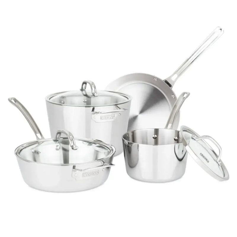 Viking - Contemporary 3 Ply 7-Piece Cookware Set- Mirror - Stainless Steel