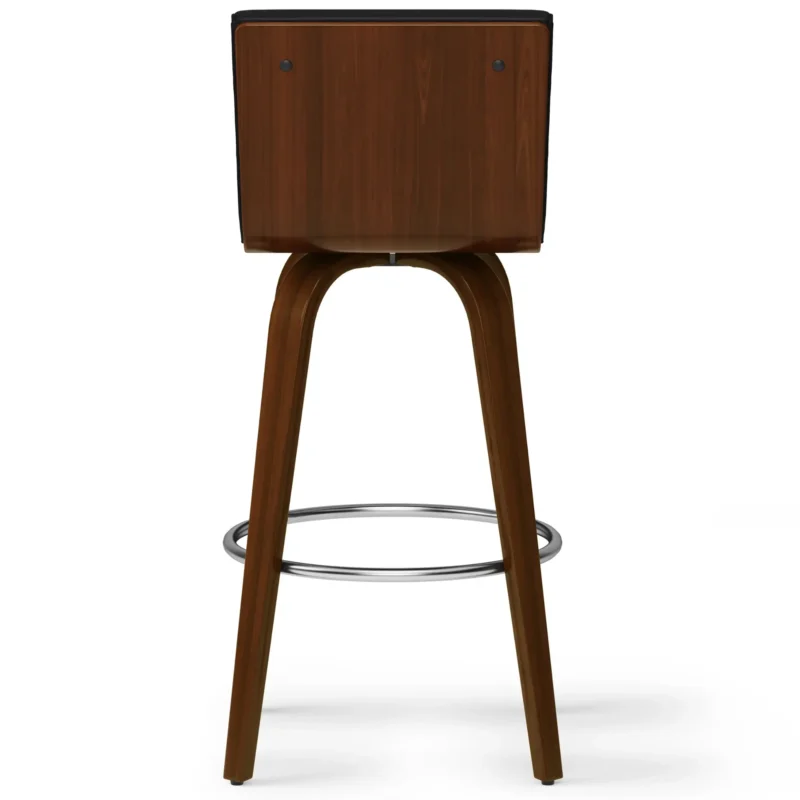 Simpli Home - Roland Mid Century Modern swivel bar stool in vegan faux leather - Black - Image 4